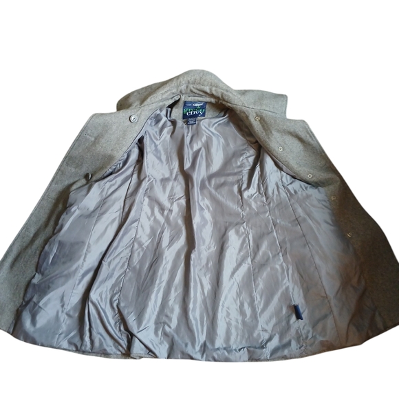 Green with Envy Gray Double Breasted Pea Coat Women's Belted Wool Jacket Small - Picture 8 of 11